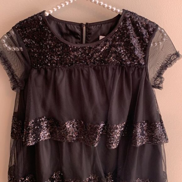 BCBGirls black sequin layered dress size 10 nwt - Picture 2 of 6